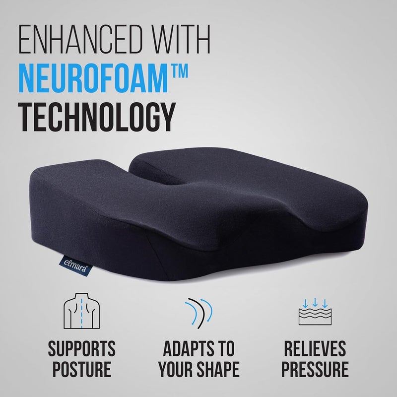 ELEMARA Doctor-Designed Wheelchair Seat Cushion Set – The Ultimate Comfort Solution – Thick Wheelchair Cushions Relieve Back & Sciatica Pain – Wheel Chair Cushions for Seniors, Wheelchair Pad (Black) - Image 4